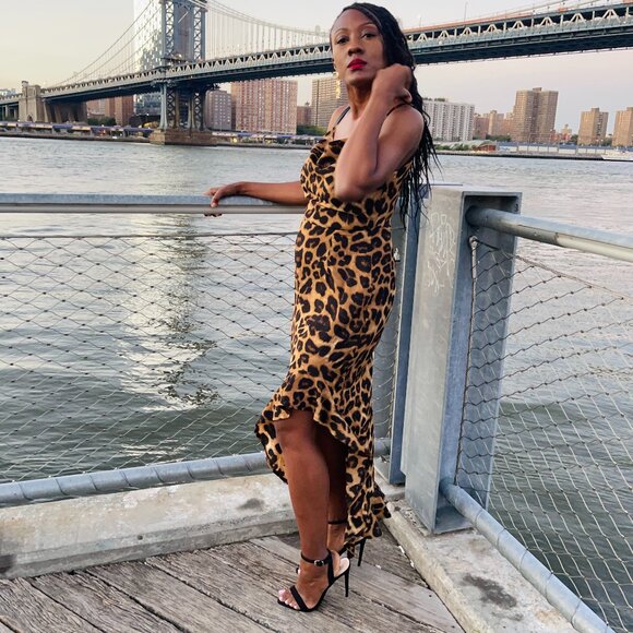 Missguided Leopard Print Ruffle Hem Slip Dress – Size 6 - Picture 2 of 2